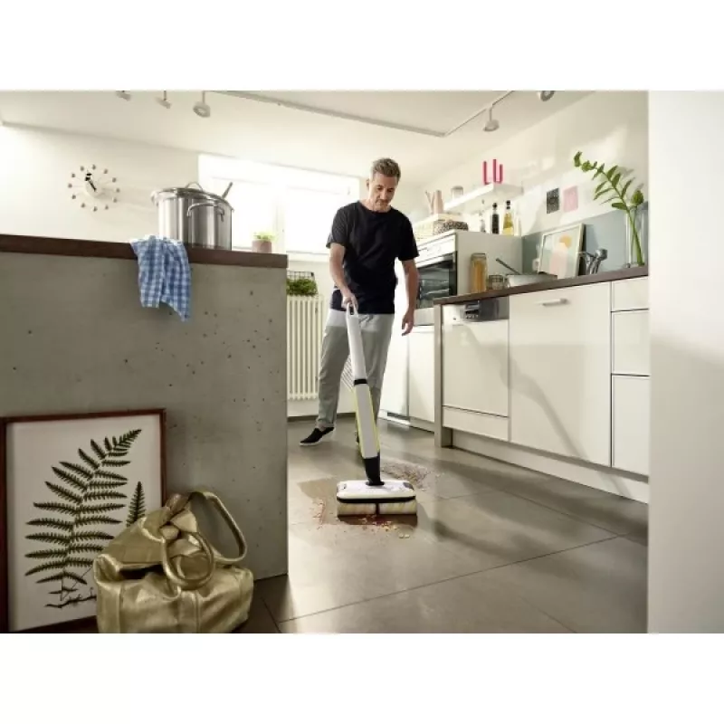Vassoura elétrica com bateria Kärcher FC 7 CORDLESS húmido sem saco preto, branco, amarelo 2,85 Ah
