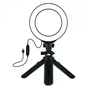 Anel de luz LED 12 cm com tripé até 14,5 cm, USB