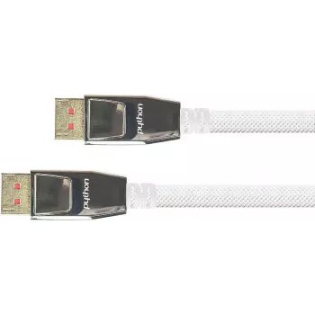 Cabo de ligação DisplayPort 1.4, 8K / UHD-2 @60Hz, fichas totalmente metálicas, contactos banhados a ouro, OFC, trança de nylon branca, 5m, Série PYTHON® (GC-M0215)
