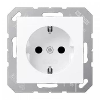 Tomada Type F Jung A 1520 BF WWM, 16 A, 250 V, termoplástico, branco, 55×55 mm