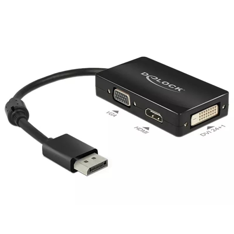 DeLOCK 0,16 m DisplayPort/VGA+HDMI+DVI VGA (D-Sub)+ HDMI + DVI preto