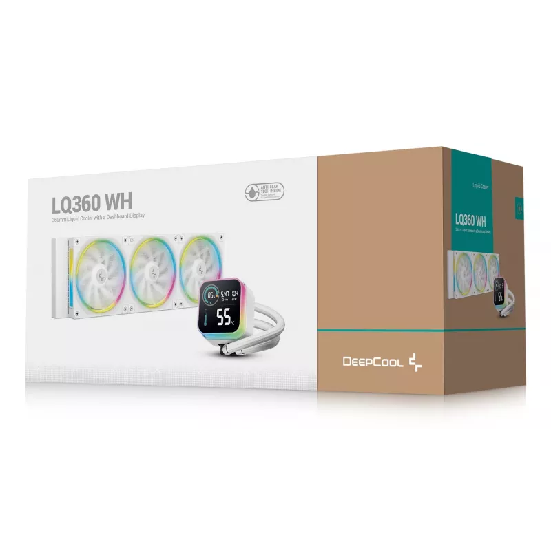 Refrigerador líquido DeepCool LQ360 White, radiador de 360 mm, ventoinhas RGB