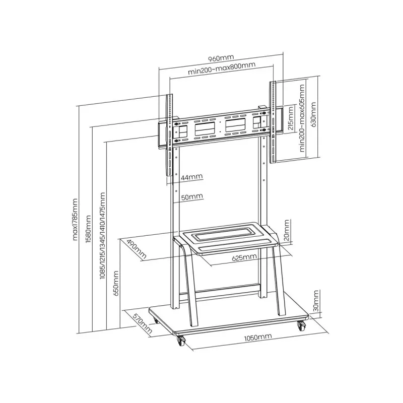Suporte móvel para TV LCD/LED ART S-13 37-100 150 kg