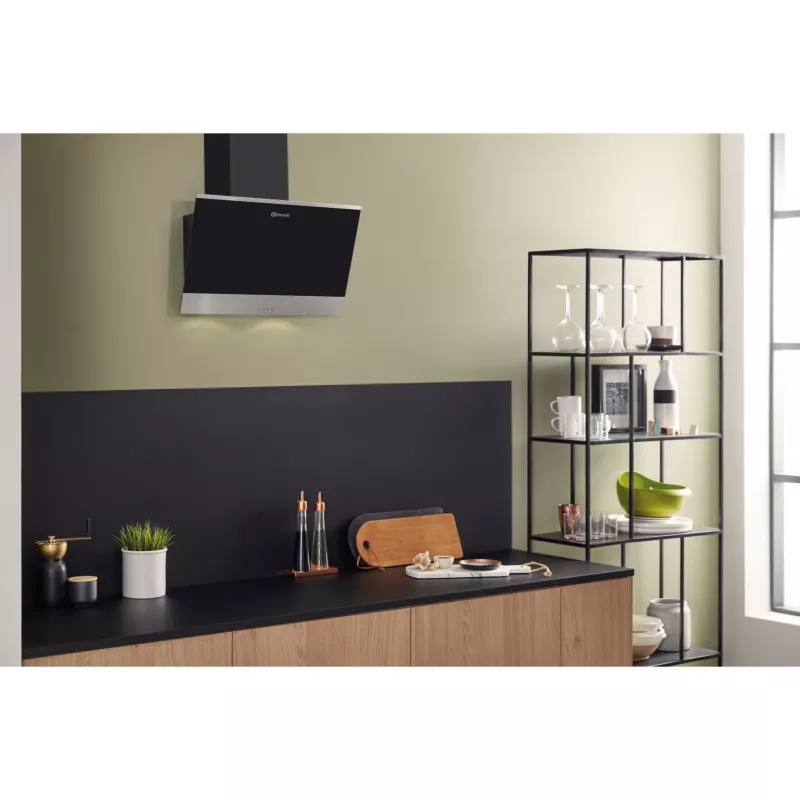 Bauknecht RBHVP 63 LM K exaustor de parede, 60 cm, extração/recirculação, LED, preto/aço inoxidável