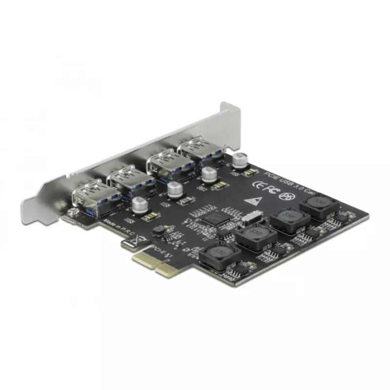 Placa Delock PCI Express x1 para 4 portas USB Type-A externas SuperSpeed USB