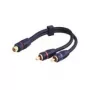 Cabo adaptador RCA Goobay, preto, 0,2 m - conector fêmea RCA > 2x ficha RCA macho (áudio esquerdo/direito) (50375)