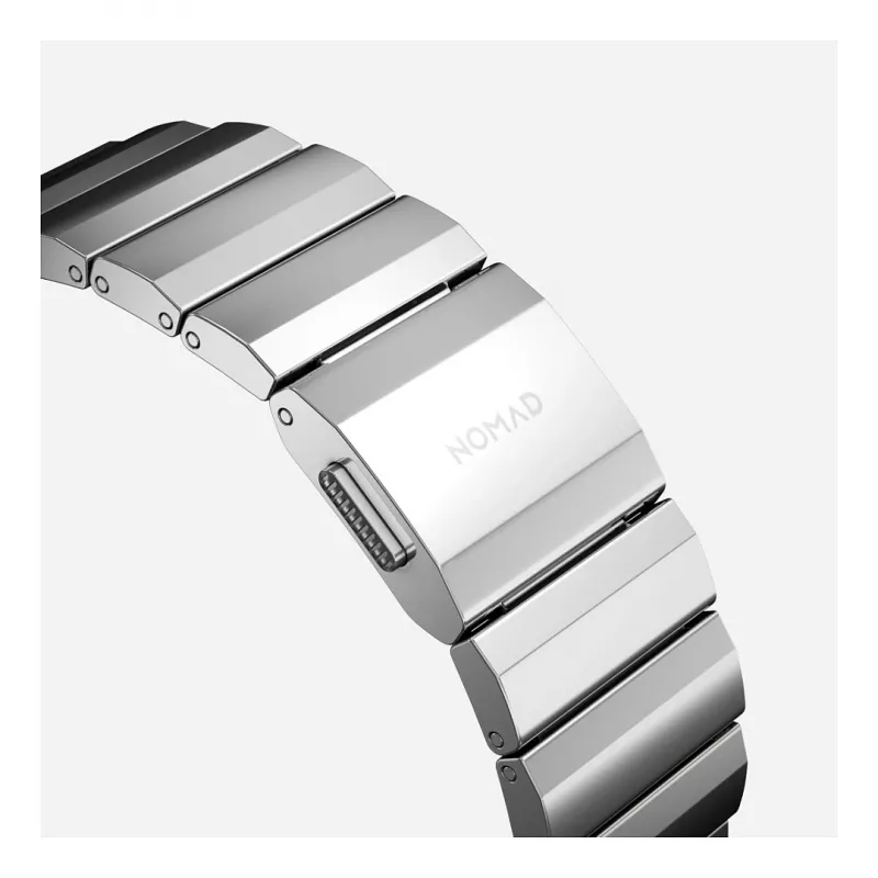 Pulseira Nomad NM1A4HSXS0 para relógio desportivo, aço inoxidável, prateada, largura 35 mm, 108,9 g
