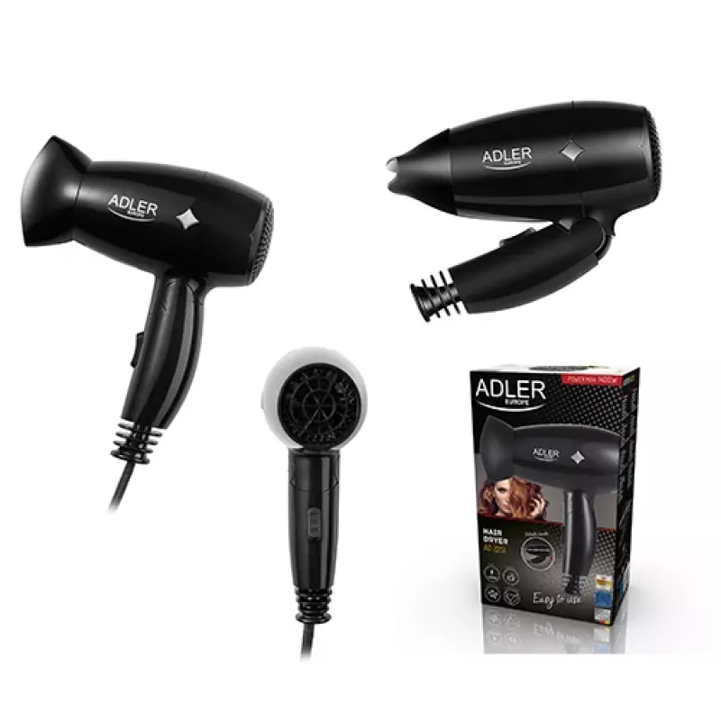 Secador de cabelo Adler AD 2251, 1400 W, 2 velocidades, 2 níveis de calor, preto