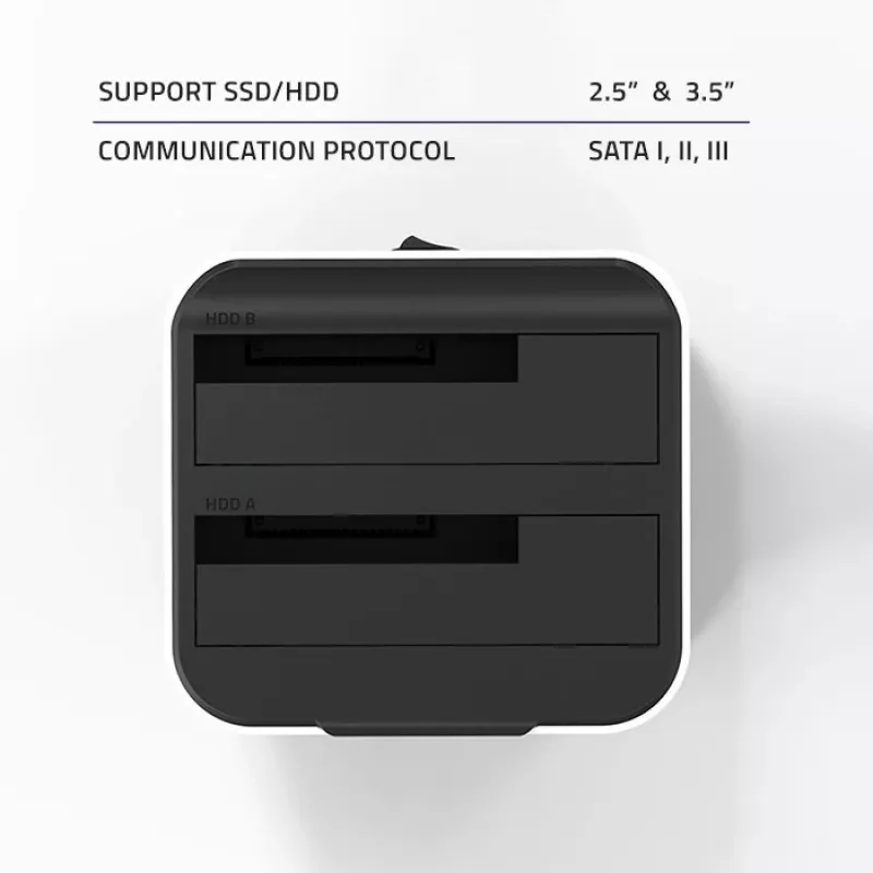 Qoltec 50309 Dock para HDD SSD 2.5 3.5 | SATA III | USB 3.0 | Super Speed 5 Gb/s | com função de clonagem