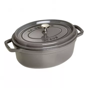 Cocotte oval em ferro fundido Staub 29 cm, cinzento grafite