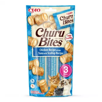 INABA Churu Bites frango com atum e vieiras - guloseima para gatos - 3x10 g