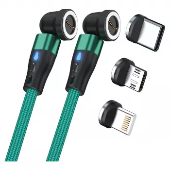 Cabo USB RealPower MagneticCharge2 1 m Verde Carregamento rápido Transferência de dados
