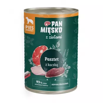 PAN MIĘSKO patê de pato com ervas - comida húmida para cães - 400g