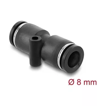 Conector pneumático DELOCK 8 mm reto com orifícios de fixação, rosca fêmea, metal/plástico, 39 mm