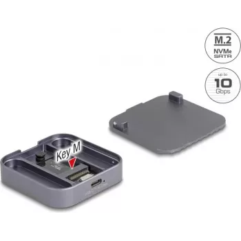 Caixa magnética externa DELOCK USB Type-C 10 Gbit/s para 1 x SSD M.2 NVMe ou SATA (modelo 42032)
