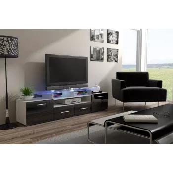 Suporte de TV para cama EVORA 200 branco/preto brilhante