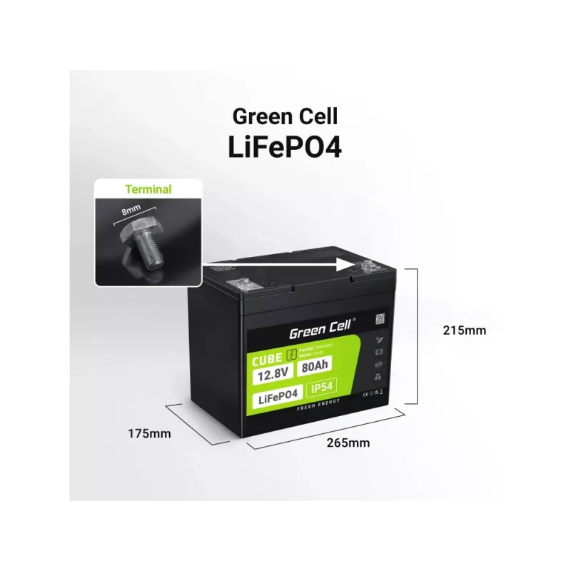 Bateria UPS Green Cell LFPGC12V80AH fosfato de ferro-lítio (LiFePO4) 12,8 V