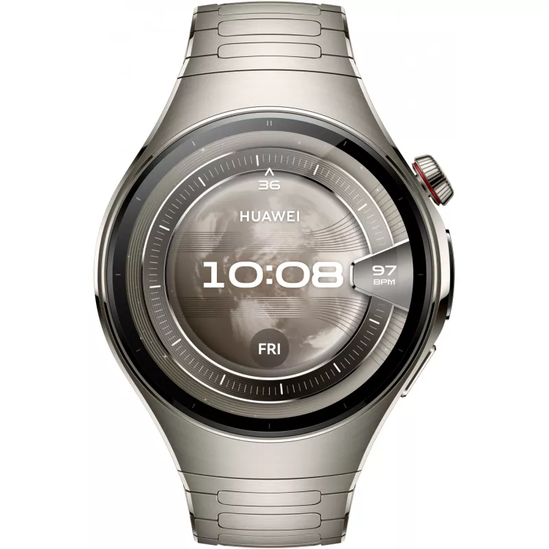 Smartwatch HUAWEI WATCH 5, 1,5 polegadas AMOLED, 466×466, 46 mm caixa de titânio, Wi‑Fi, GPS, prateado