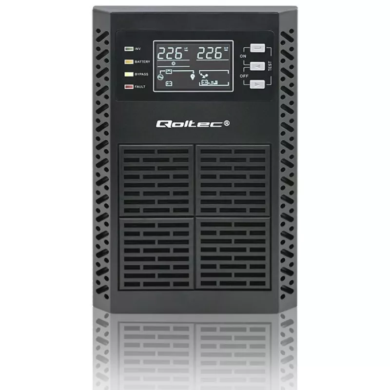 UPS Qoltec fonte de alimentação ininterrupta | 1kVA | 1000W | fator de potência 1,0 | LCD | EPO | USB | Online