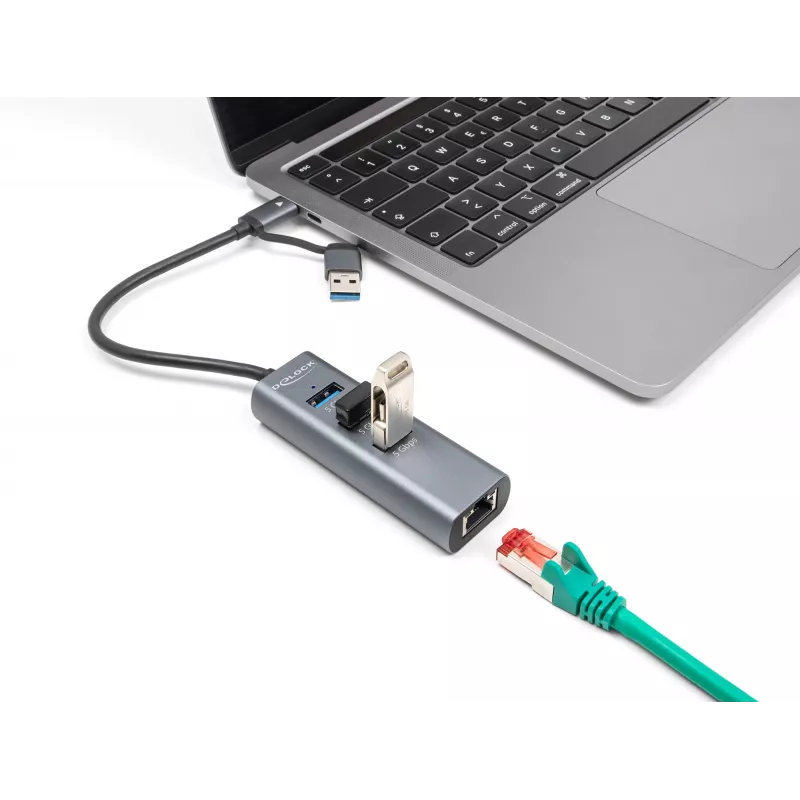 Estação de acoplamento e replicador de portas para portátil DeLOCK 64282 com fios USB 3.2 Gen 1 (3.1 Gen 1) Type-C cinzento (64282)