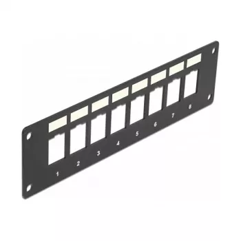 DeLOCK 86597 Patch panel Keystone vazio, 8 portas, montagem de superfície, preto