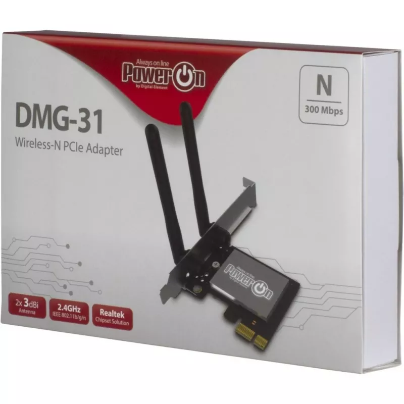 Inter-Tech DMG-31 - Interno - Sem fios - PCI Express - Wi-Fi - Wi-Fi 4 (802.11n) - 300 Mbit/s (88888147)