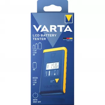 Testador de pilhas Varta 00893 101 111 LCD digital portátil para AA AAA 9V pilhas botão