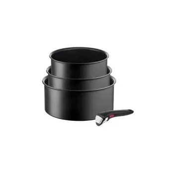 Conjunto de panelas TEFAL, 4 peças | L7649453 Ingenio Ultimate | 16/18/20 cm | alumínio | preto