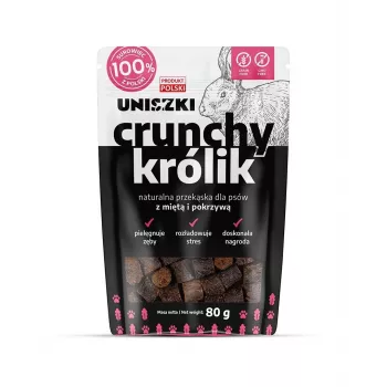 Guloseimas para cães UNISZKI Crunchy coelho com hortelã e urtiga 80 g — carne de coelho, hortelã, urtiga, snacks crocantes