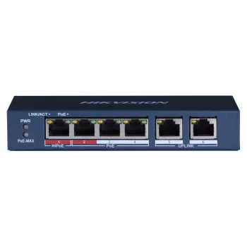 Ligações de rede Hikvision DS-3E0106HP-E não gerido Fast Ethernet (10/100) com suporte PoE azul