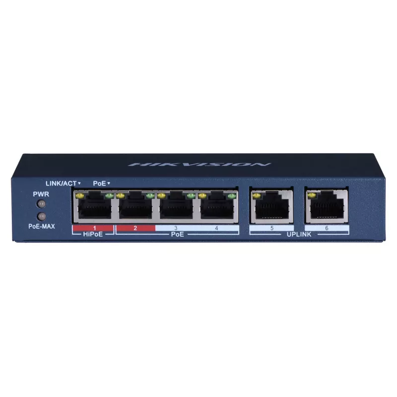 Ligações de rede Hikvision DS-3E0106HP-E não gerido Fast Ethernet (10/100) com suporte PoE azul