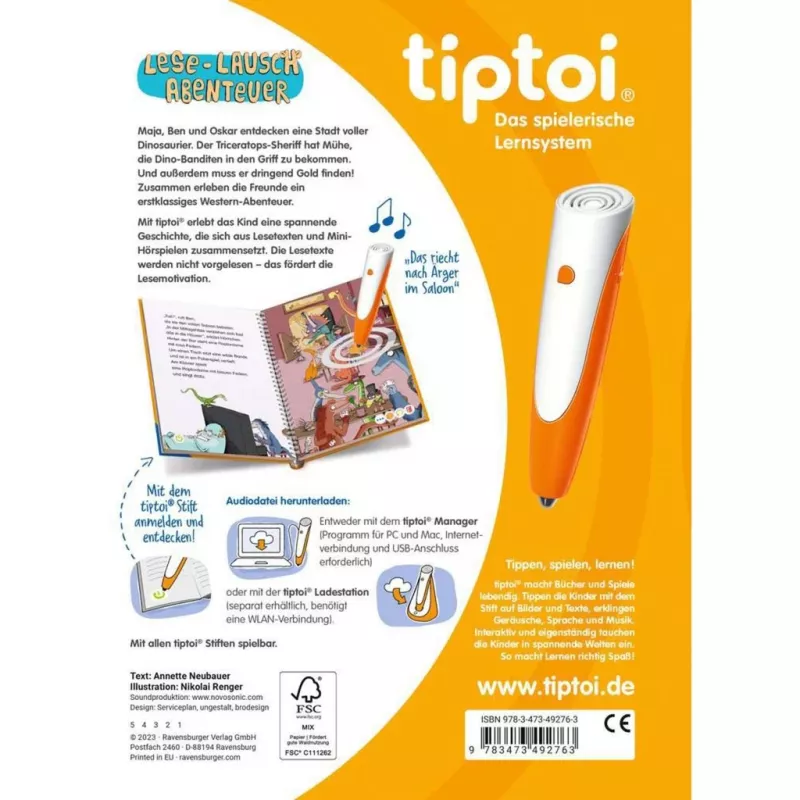 tiptoi Lese-Hör-Abenteuer: Dino Stadt, livro educativo