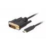 Adaptador de cabo de vídeo LANBERG CA-CMDV-10CU-0030-BK, USB Type-C para DVI-D, 3 m, preto