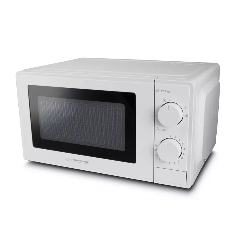 Esperanza ESTOFADO EKO011W micro-ondas solo, de bancada, 20 l, 700 W, 5 níveis de potência, prato rotativo de 24,5 cm, branco