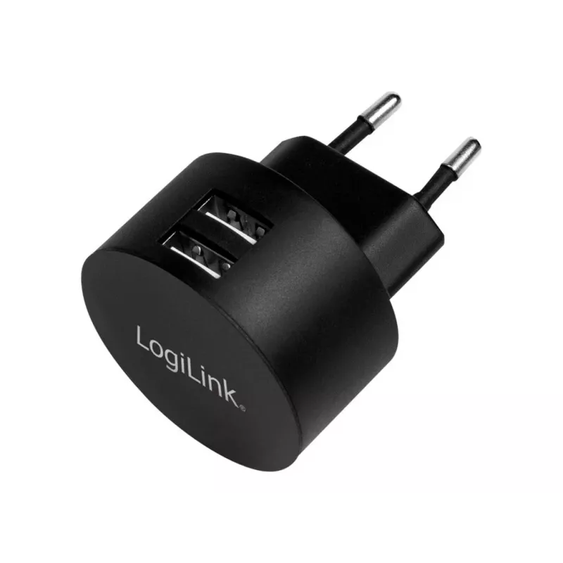 Adaptador de tomada USB LogiLink PA0218 2 portas USB para carregamento rápido 10,5 W