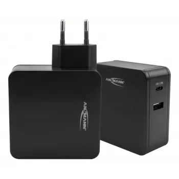 ANSMANN 247PD - fonte de alimentação - 45 Watt - 4700 mA - PD, QC 3.0 - 2 portas de saída (USB, USB-C) - preto (1001-0095)