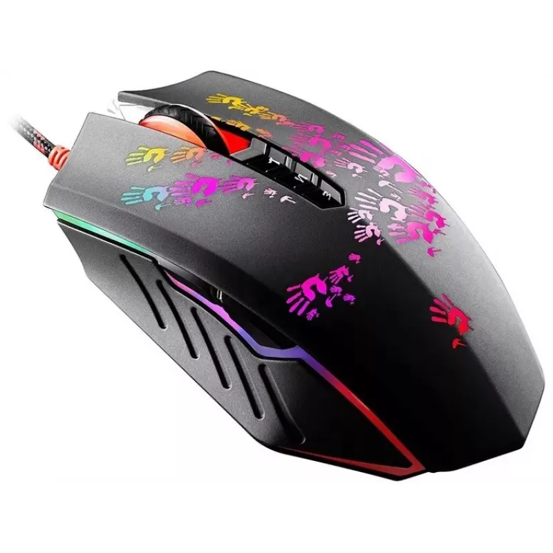 Rato gaming A4Tech BLOODY A60 — ótico, ambidestro, 6200 DPI, USB Type-A, 8 botões, preto