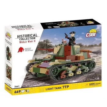 Blocos de construção Cobi Carro de combate ligeiro 7TP modelo, 669 peças, COBI-2661