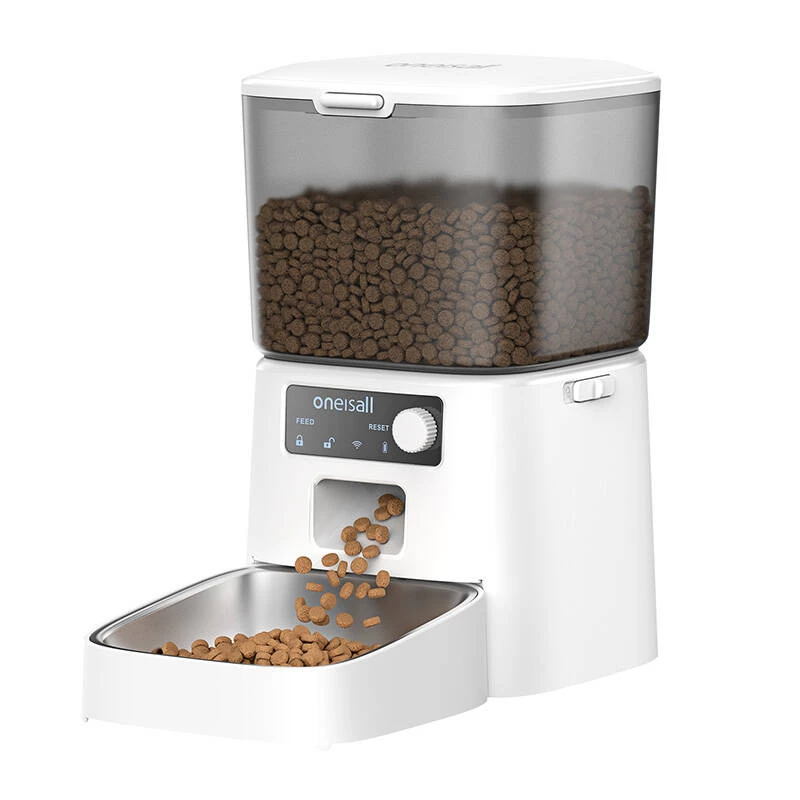 Comedouro automático Oneisall PFD001 Pro branco — capacidade 4L, alimentação programável