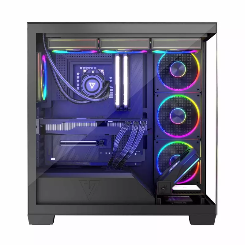 Caixa de PC MODECOM Volcano Stellar 5F ATX Midi Tower, vidro temperado, 5 ventoinhas pré-instaladas, USB‑C, suporta microATX/ATX, GPU máx. 420 mm, altura do cooler da CPU 175 mm