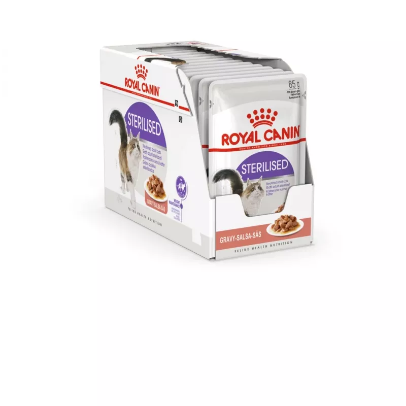 ROYAL CANIN FHN Sterilised in Soße – Comida húmida para gatos adultos – 12x85g