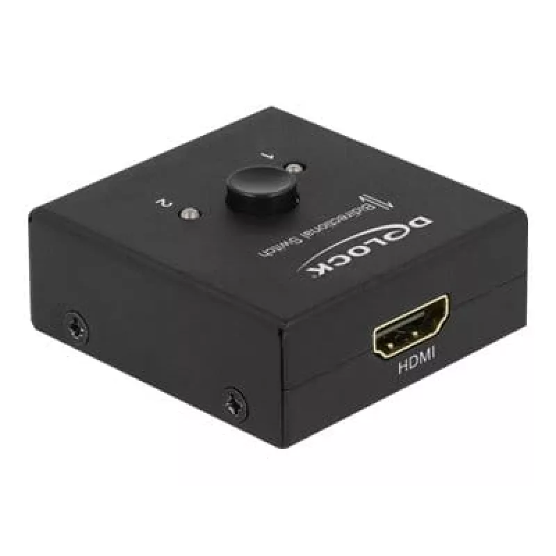 DeLock HDMI 2-1 bidirecional 4K 60 Hz compacto - Retail Box - Comutador de vídeo/áudio - 2 x HDMI - secretária (64072)