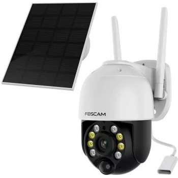 Câmara de vigilância IP Foscam B4 Dome 4 MP (2560×1440), Wi-Fi 2,4 GHz, IP65, solar + bateria 5000 mAh, rotação 355°, inclinação 90°