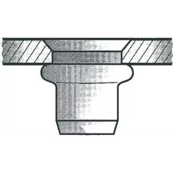 Porca rebitada GESIPA M10x12x19 cabeça escareada KS para espessura de material 1,5–4,5 mm, embalagem de 100 unid.
