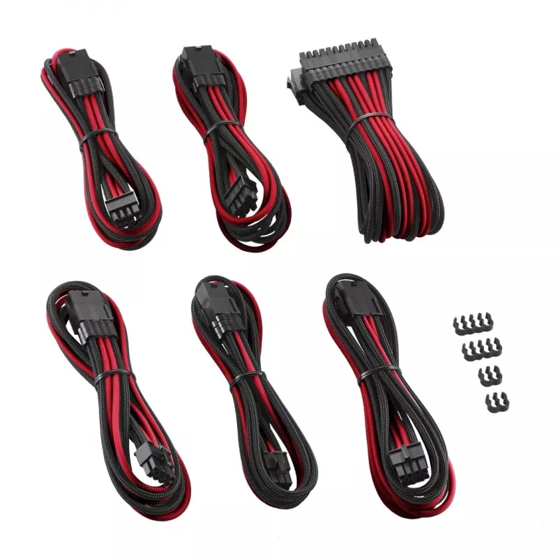 CableMod PRO ModMesh CM-PCAB-BKIT-NKKR-3PK-R kit de cabos de extensão, preto/vermelho