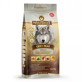 Ração seca para cães Wolfsblut Grau Peak Goat com batata-doce 12,5 kg — alimento completo para cães adultos, proteína 26 %, gordura 16 %