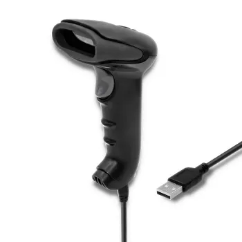 Leitor laser de códigos de barras 1D CCD Qoltec 50866, USB, preto