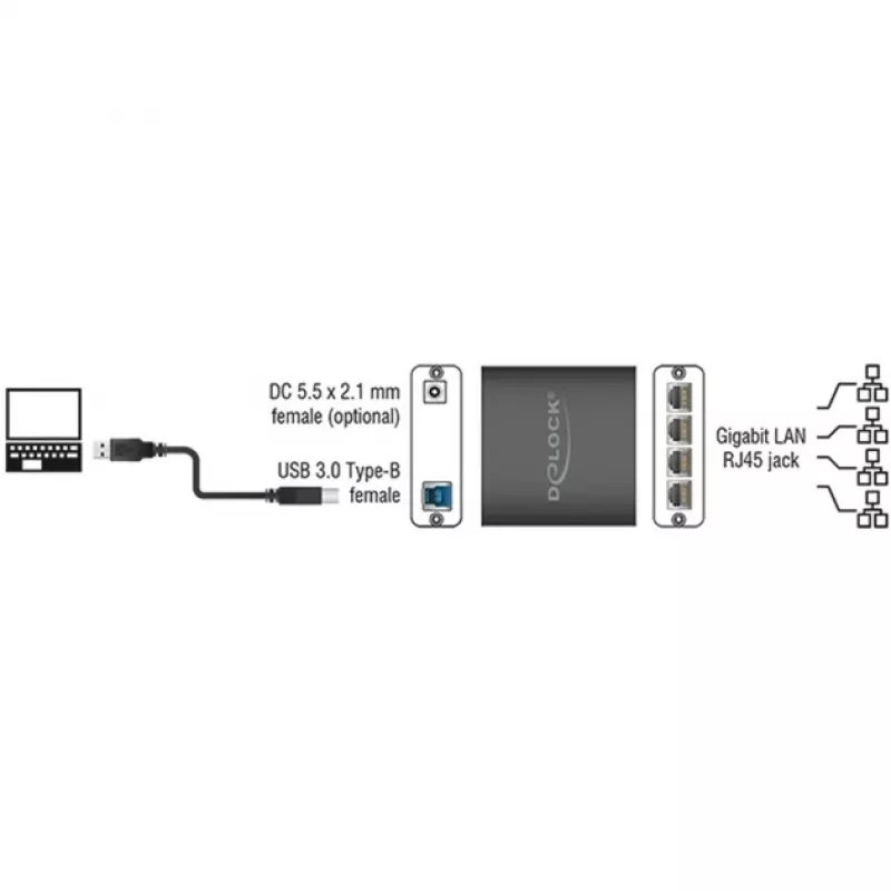 Hub de interface DeLOCK 62966 preto
