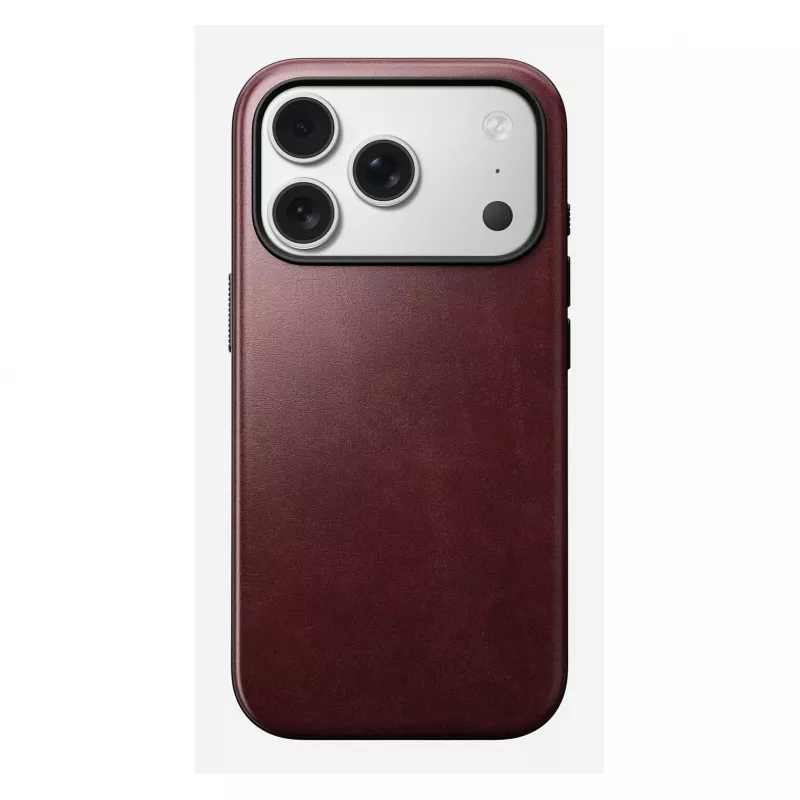 Capa para telemóvel Nomad Modern Leather Case para iPhone 17 Pro, pele + TPU + PC, compatível com ecrã de 16 cm (6,3 polegadas), bordô