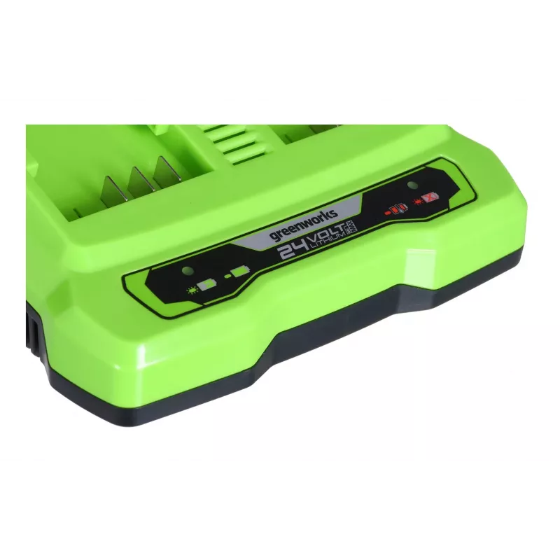 Carregador GreenWorks G24X2UC2 Dual-Slot 24V Li-Ion, 4A, 2 células, carregamento rápido